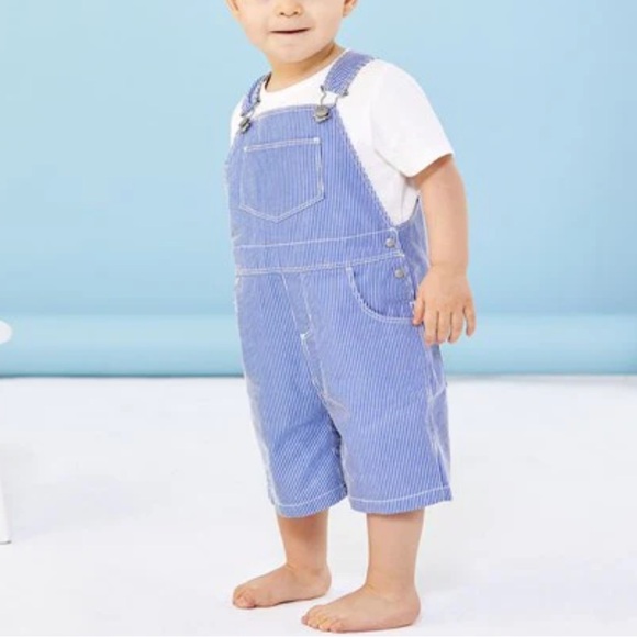 Petit Bateau Other - Petit Bateau Baby Boy Overall in Blue/White Stripes
